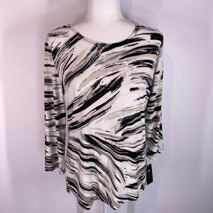 JM Collection NWT Black & White Embellished Blouse size Medium